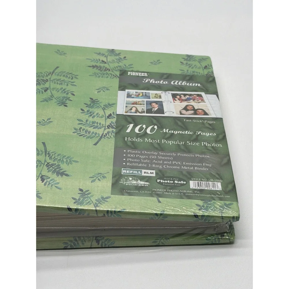 Pioneer Photo Album LM-100D Green Botanical Leaf 100 Magnetic Pages Refillable